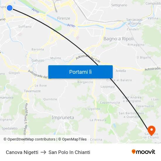Canova Nigetti to San Polo In Chianti map