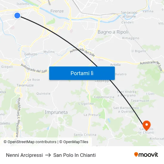 Nenni Arcipressi to San Polo In Chianti map