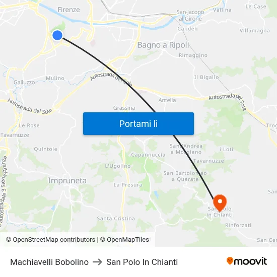 Machiavelli Bobolino to San Polo In Chianti map