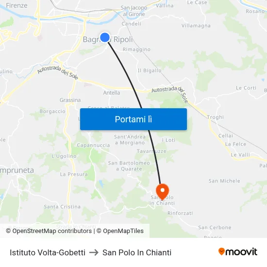 Istituto Volta-Gobetti to San Polo In Chianti map