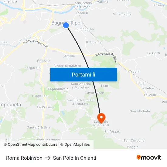 Roma Robinson to San Polo In Chianti map