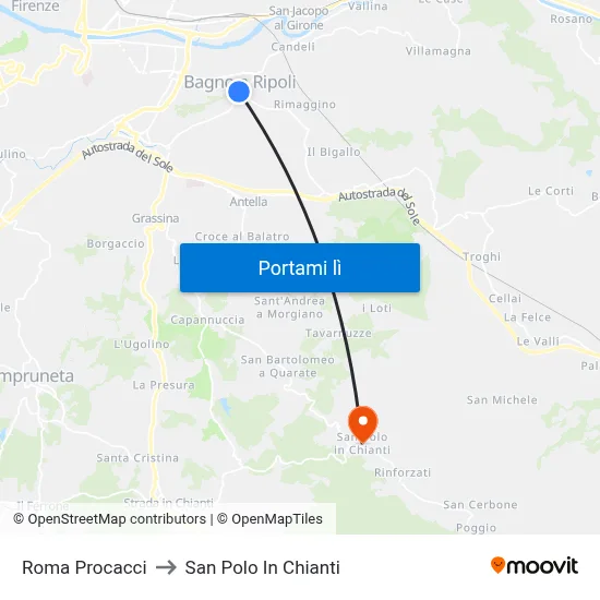 Roma Procacci to San Polo In Chianti map