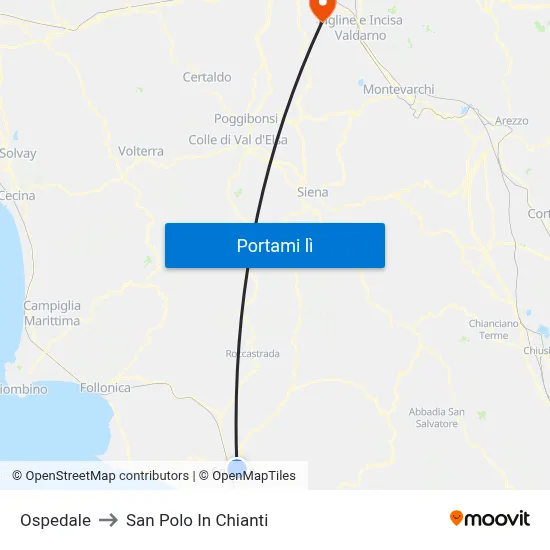 Ospedale to San Polo In Chianti map