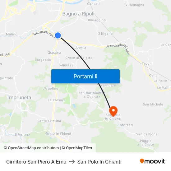 Cimitero San Piero A Ema to San Polo In Chianti map