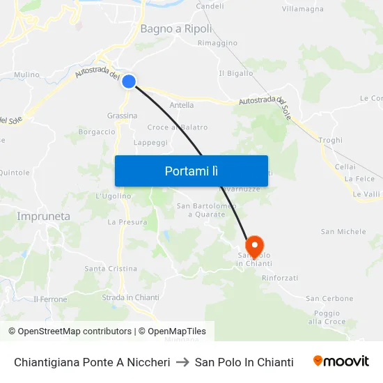 Chiantigiana Ponte A Niccheri to San Polo In Chianti map