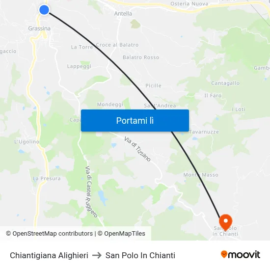 Chiantigiana Alighieri to San Polo In Chianti map