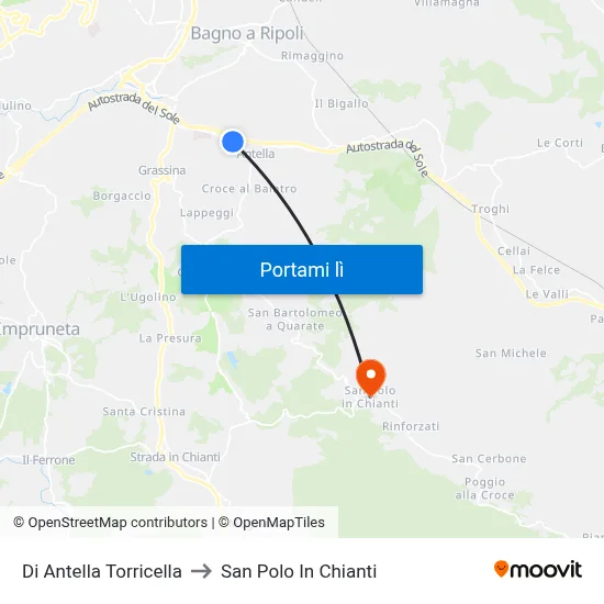 Di Antella Torricella to San Polo In Chianti map