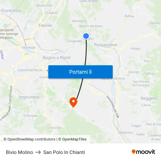 Bivio Molino to San Polo In Chianti map