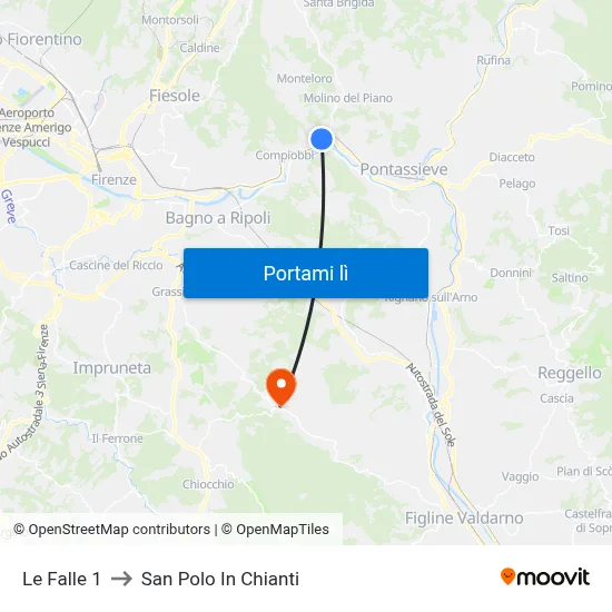 Le Falle 1 to San Polo In Chianti map