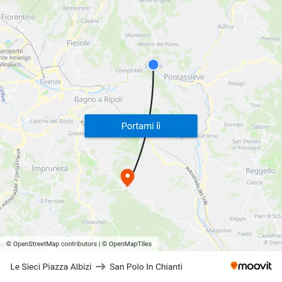 Le Sieci Piazza Albizi to San Polo In Chianti map