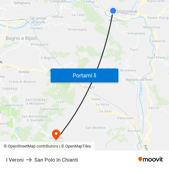 I Veroni to San Polo In Chianti map