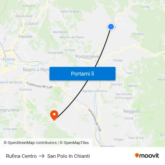 Rufina Centro to San Polo In Chianti map