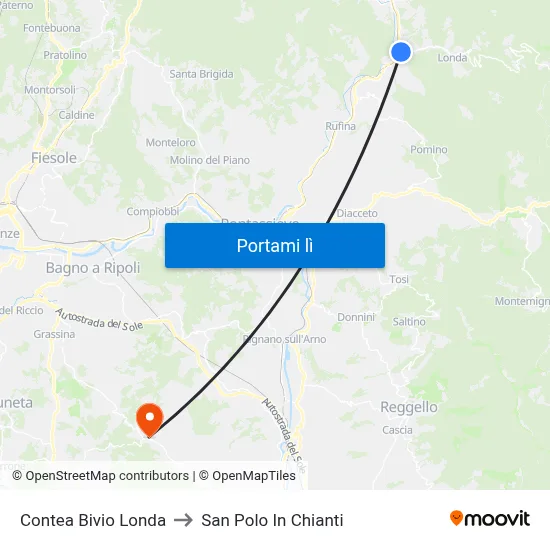 Contea Bivio Londa to San Polo In Chianti map