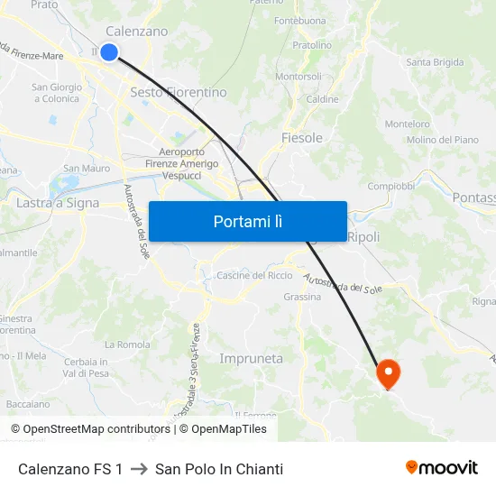 Calenzano FS 1 to San Polo In Chianti map