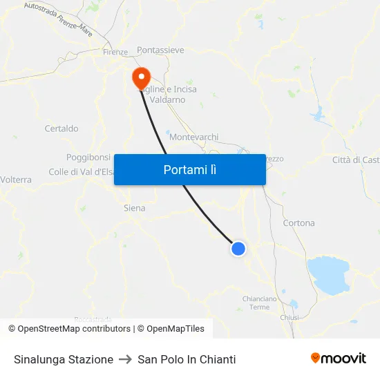 Sinalunga Stazione to San Polo In Chianti map