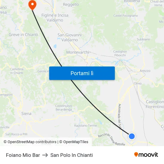 Foiano Mio Bar to San Polo In Chianti map