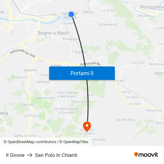 Il Girone to San Polo In Chianti map