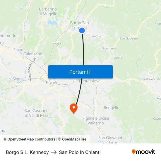 Borgo S.L. Kennedy to San Polo In Chianti map