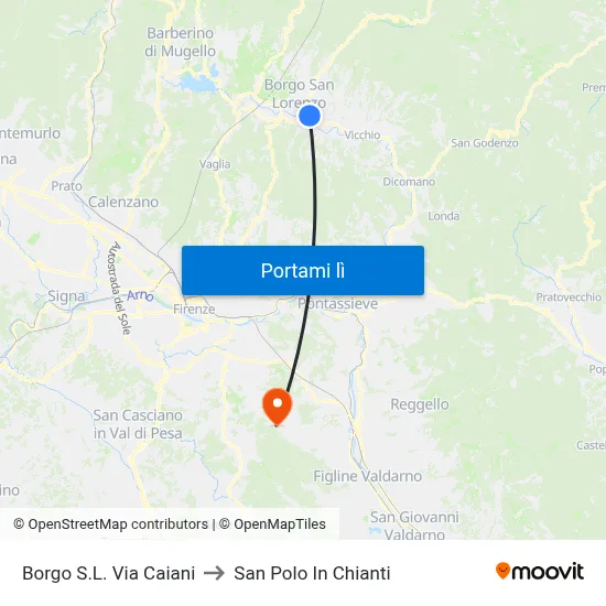 Borgo S.L. Via Caiani to San Polo In Chianti map