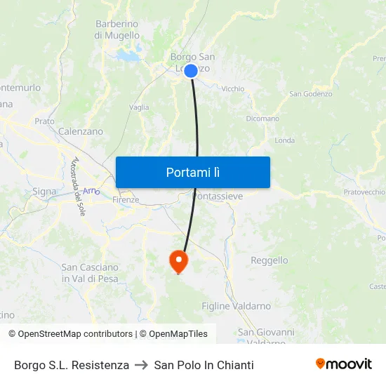 Borgo S.L. Resistenza to San Polo In Chianti map