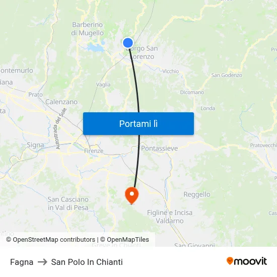 Fagna to San Polo In Chianti map