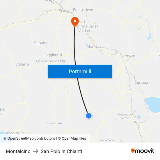 Montalcino to San Polo In Chianti map