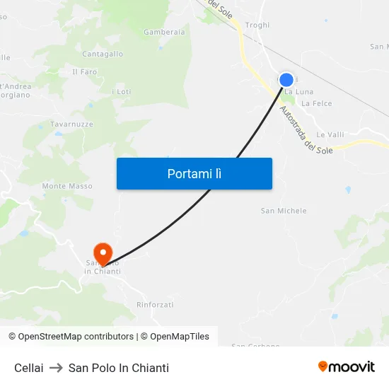Cellai to San Polo In Chianti map