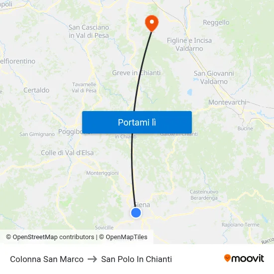 Colonna San Marco to San Polo In Chianti map
