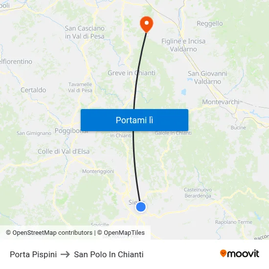 Porta Pispini to San Polo In Chianti map
