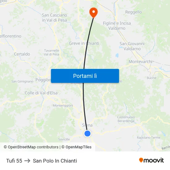 Tufi 55 to San Polo In Chianti map