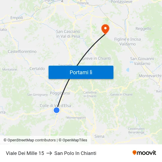 Viale Dei Mille 15 to San Polo In Chianti map