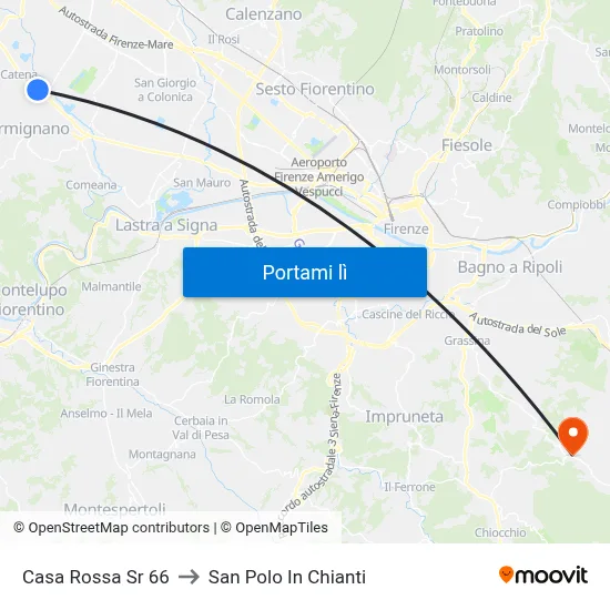 Casa Rossa Sr 66 to San Polo In Chianti map