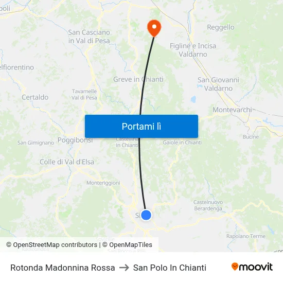 Rotonda Madonnina Rossa to San Polo In Chianti map