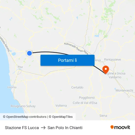 Stazione FS Lucca to San Polo In Chianti map