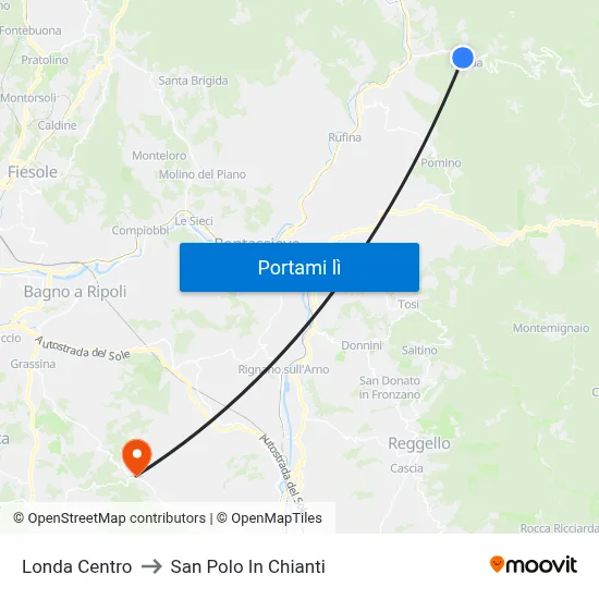 Londa Centro to San Polo In Chianti map
