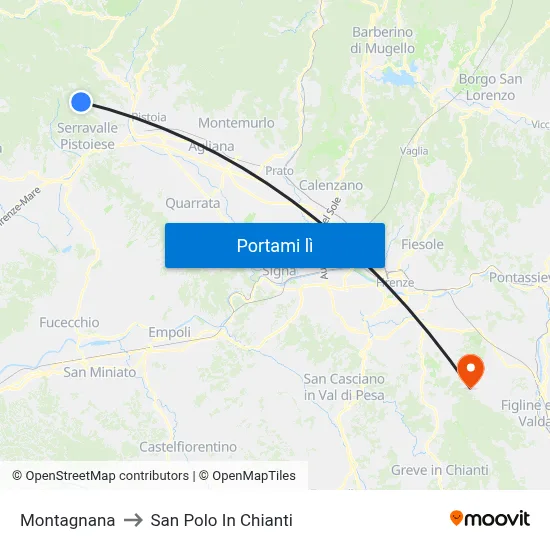 Montagnana to San Polo In Chianti map