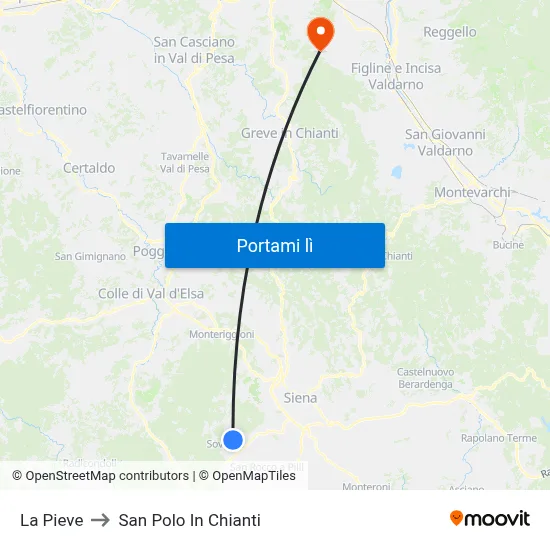 La Pieve to San Polo In Chianti map
