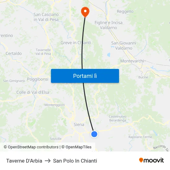 Taverne D'Arbia to San Polo In Chianti map