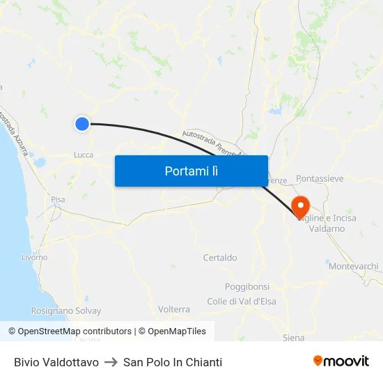 Bivio Valdottavo to San Polo In Chianti map