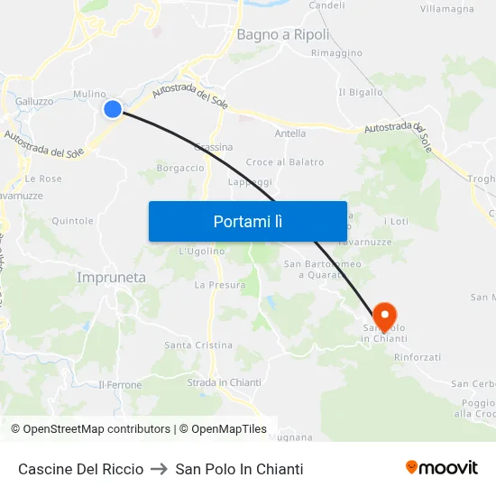 Cascine Del Riccio to San Polo In Chianti map