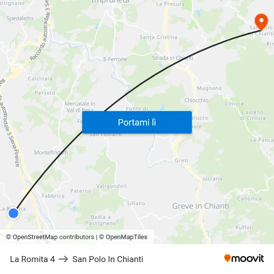 La Romita 4 to San Polo In Chianti map