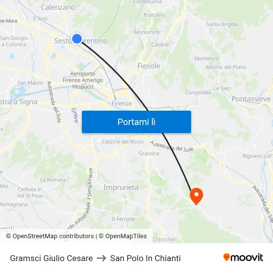 Gramsci Giulio Cesare to San Polo In Chianti map