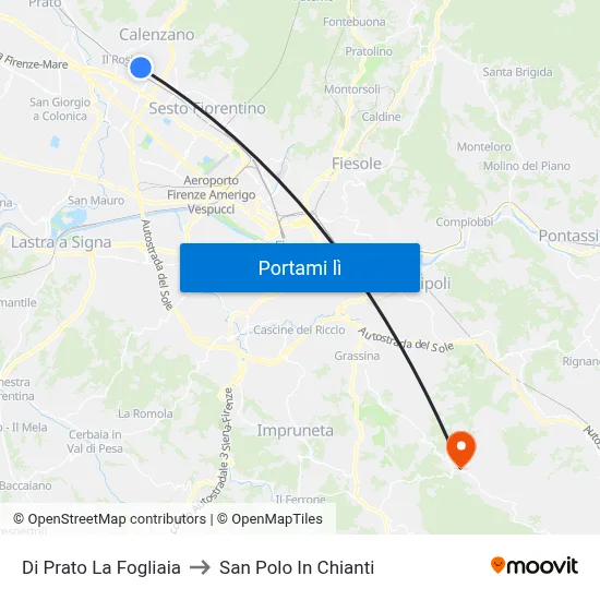 Di Prato La Fogliaia to San Polo In Chianti map