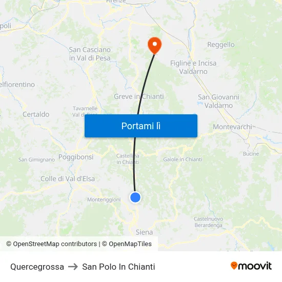 Quercegrossa to San Polo In Chianti map