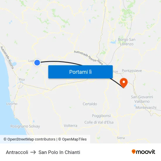 Antraccoli to San Polo In Chianti map