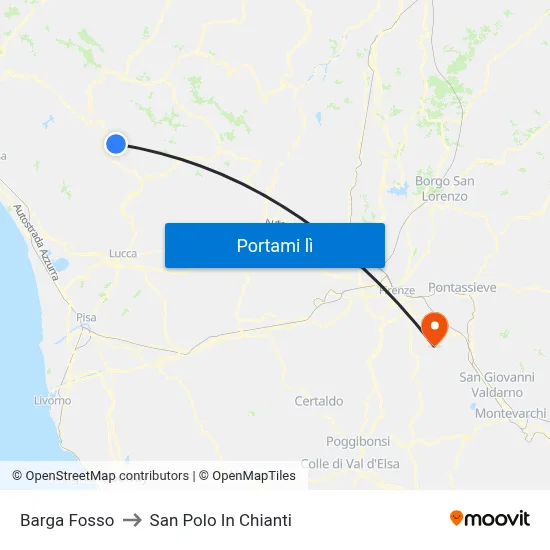 Barga Fosso to San Polo In Chianti map