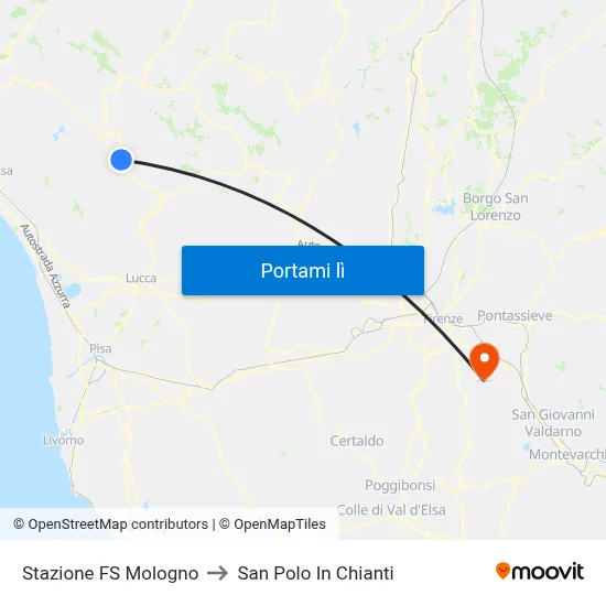 Stazione FS Mologno to San Polo In Chianti map