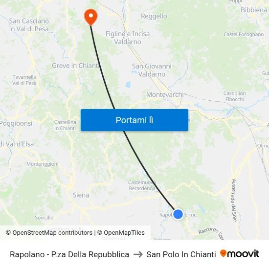 Rapolano - P.za Della Repubblica to San Polo In Chianti map