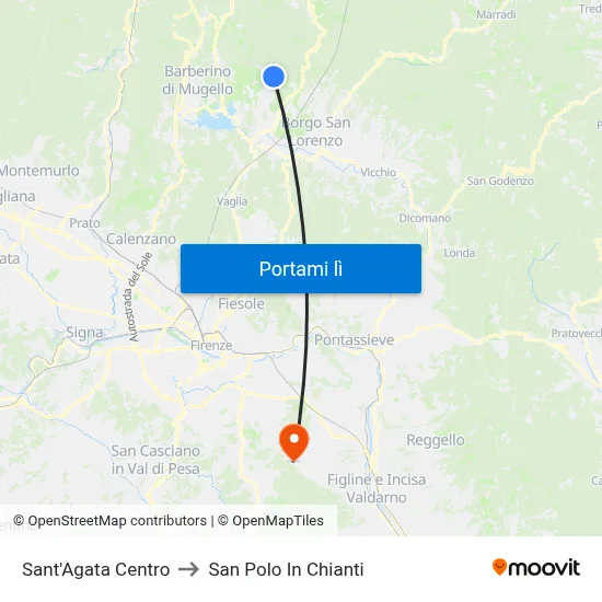 Sant'Agata Centro to San Polo In Chianti map