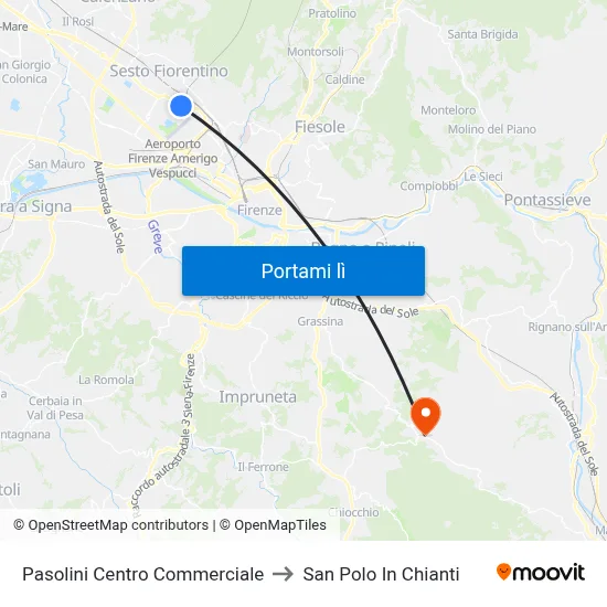 Pasolini Centro Commerciale to San Polo In Chianti map